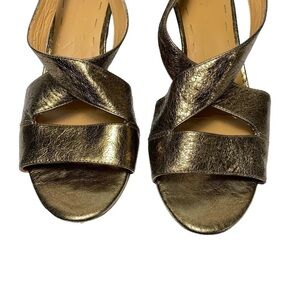 NINE WEST Shoes | Nine West Bronze Sandals Leather Upper Wedge Heel Sandal